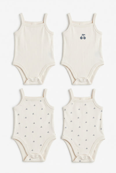 Ribbed Cherry Print Onesie Set