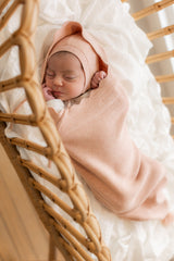 Load image into Gallery viewer, Baby Knitted Bonnet Cacoon And Lovey Set
