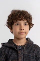 Load image into Gallery viewer, Boys Mix Knit Hoodie Jacket
