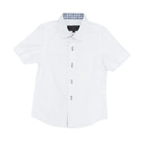 Load image into Gallery viewer, White Button Down Shirt with Contrast Print Inside Neck
