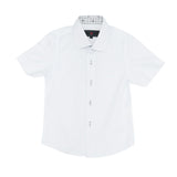 Load image into Gallery viewer, White Button Down Shirt with Contrast Print Inside Neck
