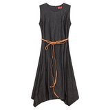 Load image into Gallery viewer, Ladies Jumper with pointed sides,contrast leather spaghetti belt
