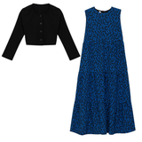 Load image into Gallery viewer, Girls Dress Contrast Binding Invisible Back Zipper Insert Contrast Jacket
