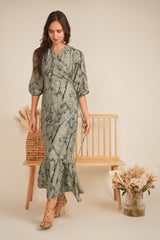 Load image into Gallery viewer, Ladies Dress with wrap piece, closed with spaghetti on side
