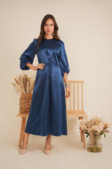 Load image into Gallery viewer, Ladies Dress A-line, with self spaghetti belt, back zipper, Lining
