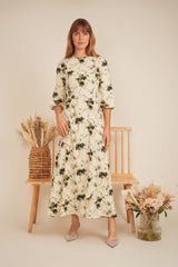 Load image into Gallery viewer, Ladies Dress ,cut on waist, overlaping skirt piece, back zipper
