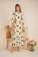 Load image into Gallery viewer, Ladies Dress ,cut on waist, overlaping skirt piece, back zipper
