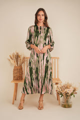 Load image into Gallery viewer, Ladies Dress Cut on waist , skirt pleated all around, back zipper, Lining
