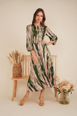 Load image into Gallery viewer, Ladies Dress Cut on waist , skirt pleated all around, back zipper, Lining

