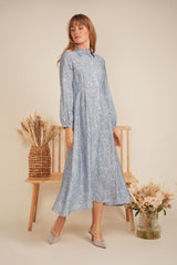 Load image into Gallery viewer, Ladies Dress with front opening, cut on waist,collar on the neck

