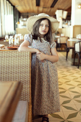 Load image into Gallery viewer, Girls Dress Front Smocking  Tone on Tone Elastic Cuffs Contrast Collar Back Zipper
