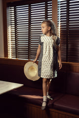 Load image into Gallery viewer, Girls Dress with Small Lace all around in Front Shearing at Bottom Sleeve
