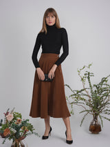 Load image into Gallery viewer, Ladies Skirt with two pannels, side zipper,  Leather waist 35" DUOMO
