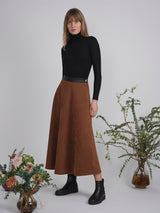 Load image into Gallery viewer, Ladies Skirt with two pannels, side zipper,  Leather waist 35" DUOMO
