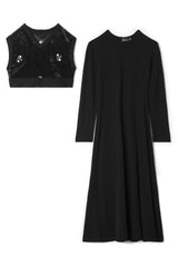 Load image into Gallery viewer, Girls Dress With Printed Insert Vest rib around Neck waist and armhole
