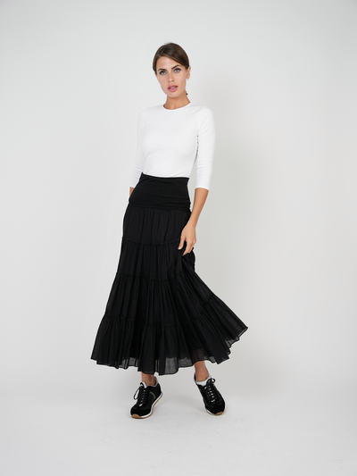 Ladies Tiered Midi Gauze Skirt