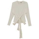 Load image into Gallery viewer, Ladies Ribbed Wrapping Tie Top
