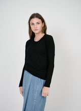 Load image into Gallery viewer, Ladies Knit Crew Neck Dolman Top With Center Seam
