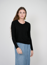 Load image into Gallery viewer, Ladies Knit Crew Neck Dolman Top With Center Seam
