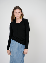 Load image into Gallery viewer, Ladies Knit Crew Neck Dolman Top With Center Seam
