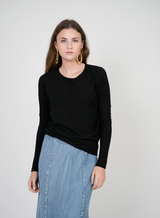 Load image into Gallery viewer, Ladies Knit Crew Neck Dolman Top With Center Seam
