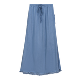 Load image into Gallery viewer, Ladies Chambray A Line Pocket Maxi Skirt
