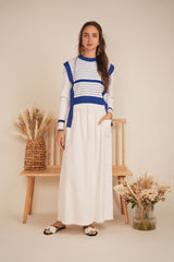 Load image into Gallery viewer, Ladies Chambray A Line Pocket Maxi Skirt
