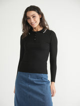 Load image into Gallery viewer, Ladies Ribbed Henley Collar Tee
