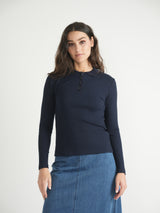 Load image into Gallery viewer, Ladies Ribbed Henley Collar Tee
