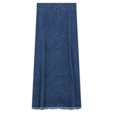 Load image into Gallery viewer, Ladies Maxi fringe A Line Denim Skirt
