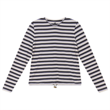 Load image into Gallery viewer, Ladies Striped V Neck Tee With Bungee Rope
