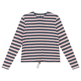 Load image into Gallery viewer, Ladies Striped V Neck Tee With Bungee Rope
