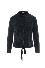 Load image into Gallery viewer, Ladies Wash Denim Tie Blouse
