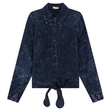 Load image into Gallery viewer, Ladies Wash Denim Tie Blouse

