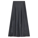 Load image into Gallery viewer, Ladies Contrast Sewdown Pleated Midi Denim Skirt
