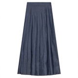 Load image into Gallery viewer, Ladies Contrast Sewdown Pleated Midi Denim Skirt
