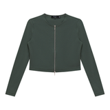 Load image into Gallery viewer, Ladies Cropped Zip Bomber Tee
