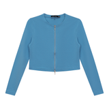 Load image into Gallery viewer, Ladies Cropped Zip Bomber Tee
