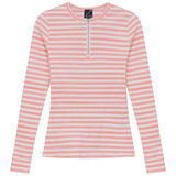 Load image into Gallery viewer, Ladies Wash Striped Henley Tee

