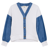 Load image into Gallery viewer, Ladies Denim Combo Cardigan

