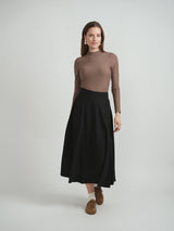Load image into Gallery viewer, Ladies Crepe Asymmetrical Cut Midi Skirt
