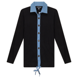 Load image into Gallery viewer, Ladies Maternity Ribbed Denim Shirt Combo
