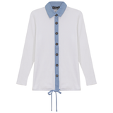Load image into Gallery viewer, Ladies Maternity Ribbed Denim Shirt Combo

