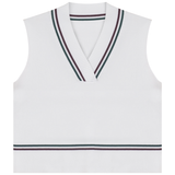 Load image into Gallery viewer, Ladies Rib Knit Vest With Contrast Stripes
