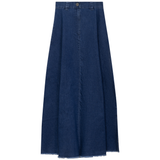Load image into Gallery viewer, Ladies Maxi Denim A Line Fringe Skirt
