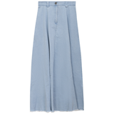 Load image into Gallery viewer, Ladies Maxi Denim A Line Fringe Skirt
