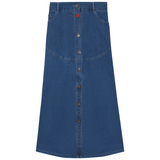 Load image into Gallery viewer, Ladies Flared Denim Maxi Button Skirt
