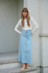 Load image into Gallery viewer, Ladies Denim Maxi Stitch Skirt
