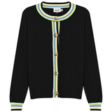 Load image into Gallery viewer, Ladies Crew Neck Knit Contrast Stripe Cardigan
