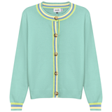 Load image into Gallery viewer, Ladies Crew Neck Knit Contrast Stripe Cardigan
